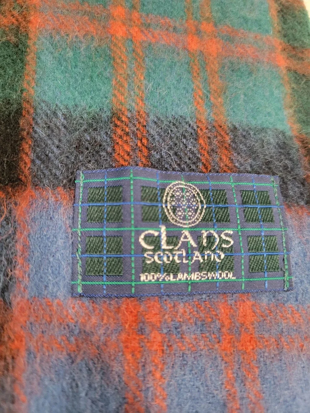 Clans of Scotland Blue & Green Tartan Plaid Lambswool Fringed Scarf Wrap